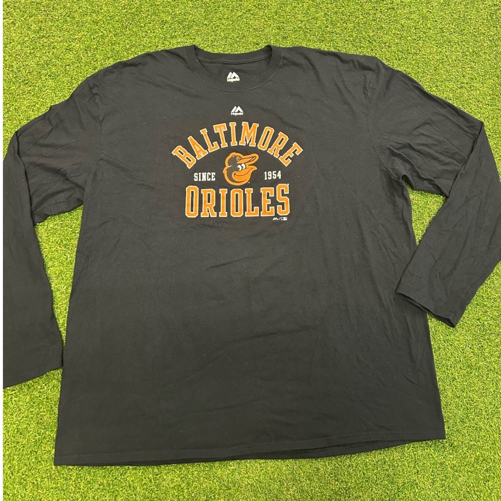 Majestic Baltimore Orioles Mens 3XL Black Long Sleeve T-Shirt MLB Graphic Tee